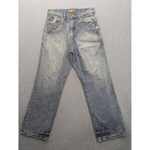 Vintage Akademiks Jeans Mens 32 Blue Baggy Embroidered Back Pockets Classic Y2K